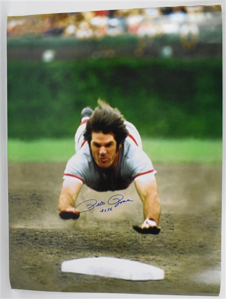 Pete Rose Autographed & Inscribed 30x40 Photo