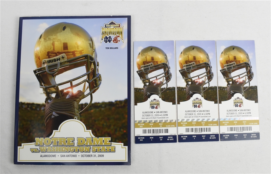 Notre Dame vs. Washington State 2009 Alamo Bowl Tickets & Program