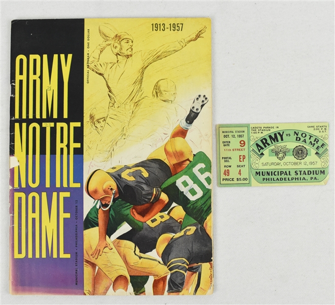 Army vs. Notre Dame 1957 Program & Ticket