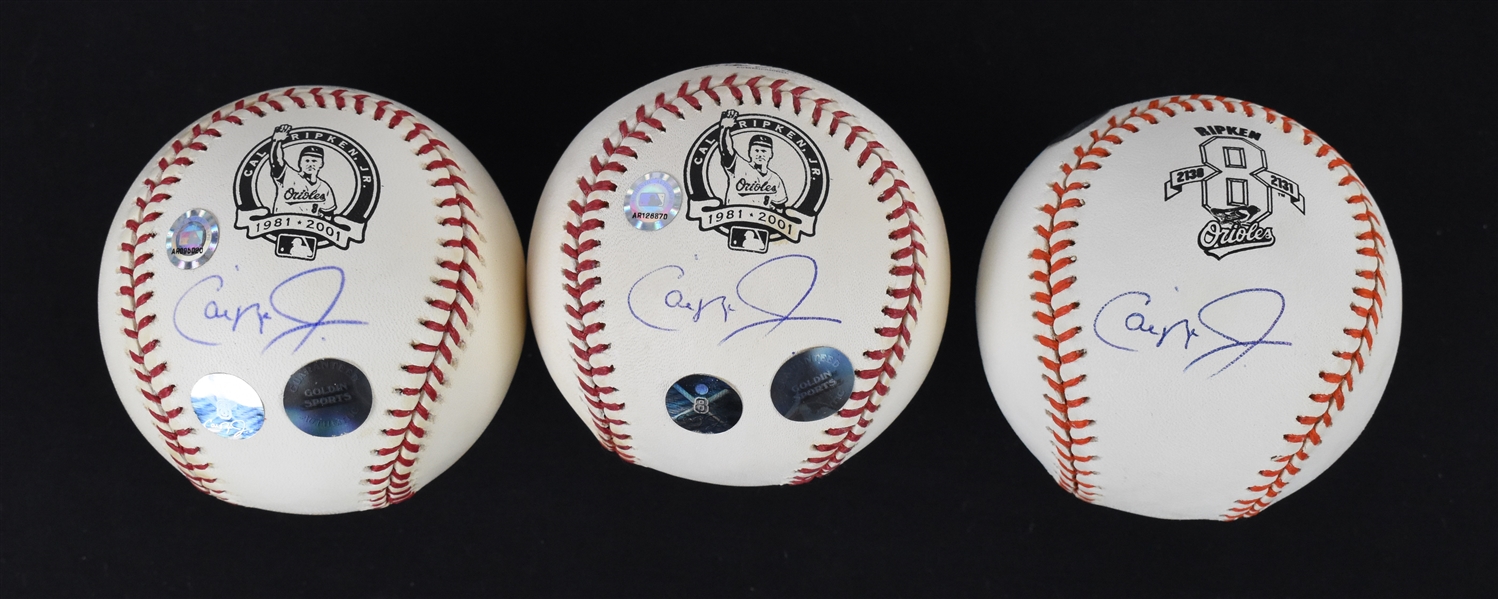 Cal Ripken Jr. Lot of 3 Autographed Baseballs