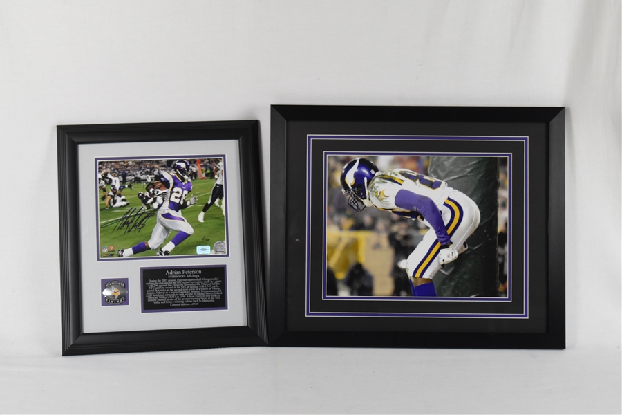 Adrian Peterson Autographed Framed Photo & Randy Moss "Moon" Photo
