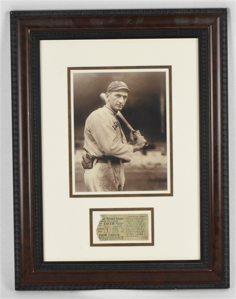 Shoeless Joe Jackson Framed Photo w/1919 World Series Ticket Stub