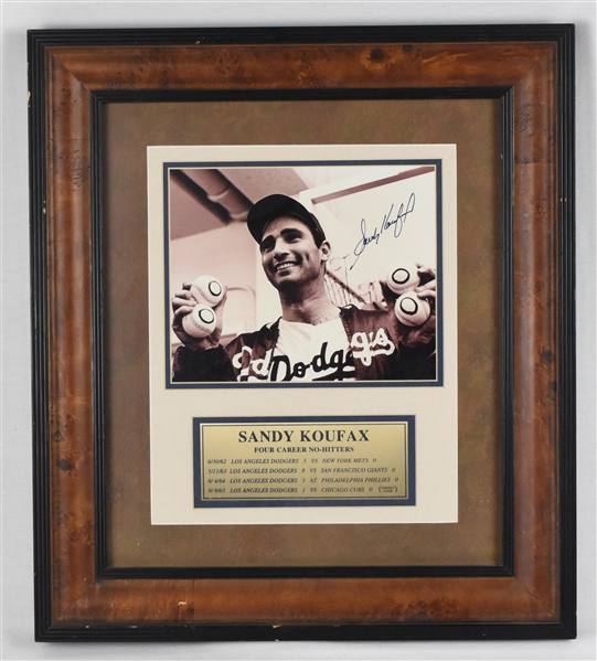 Sandy Koufax Autographed No-Hitters Framed Photo