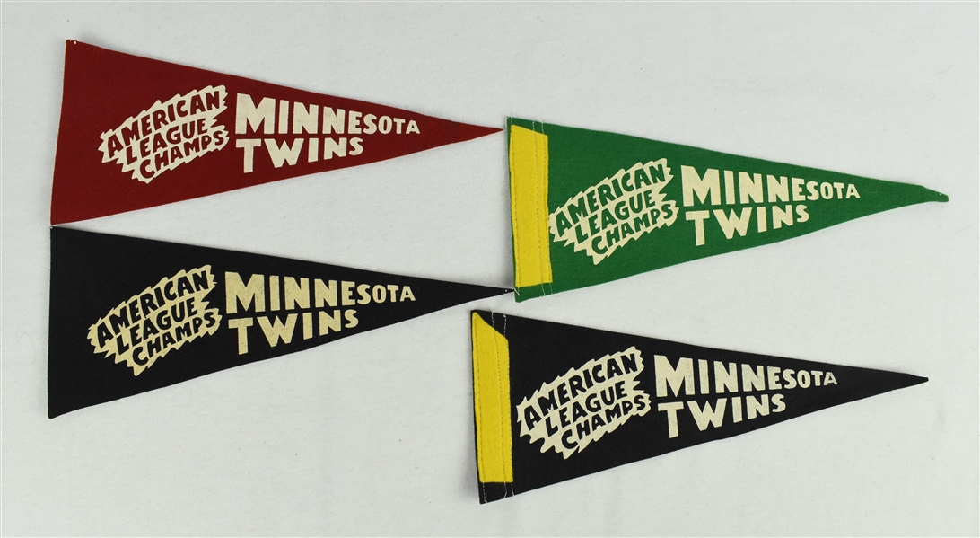 Minnesota Twins 1965 Lot of 4 American League Champions Mini Pennants