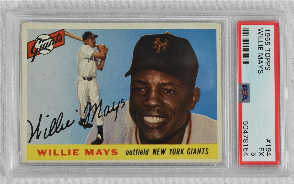 Willie Mays 1955 Topps Card #194 PSA 5 EX