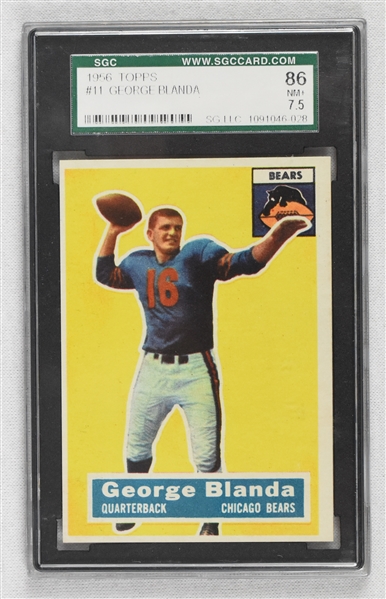 George Blanda 1956 Topps Football Card #11 SGC 86