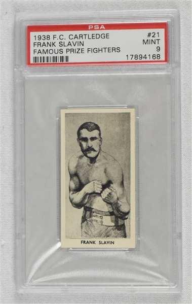 Frank Slavin 1938 Ogdens Boxing Card #15 PSA 9 Mint