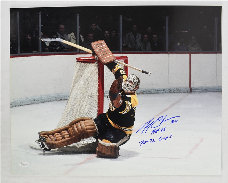 Gerry Cheevers Boston Bruins Autographed & Inscribed 16x20 Photo Inscribed  