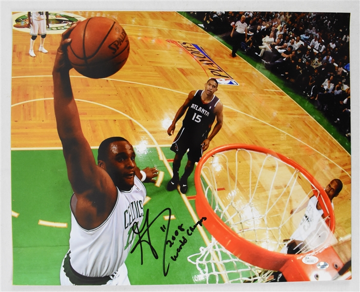 Glen Davis Boston Celtics 2008 NBA Playoffs Autographed 16x20 Photo Inscribed “2008 World Champs" 