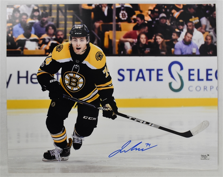 Jake DeBrusk Autographed Boston Bruins 1st NHL Game 16x20 Photograph