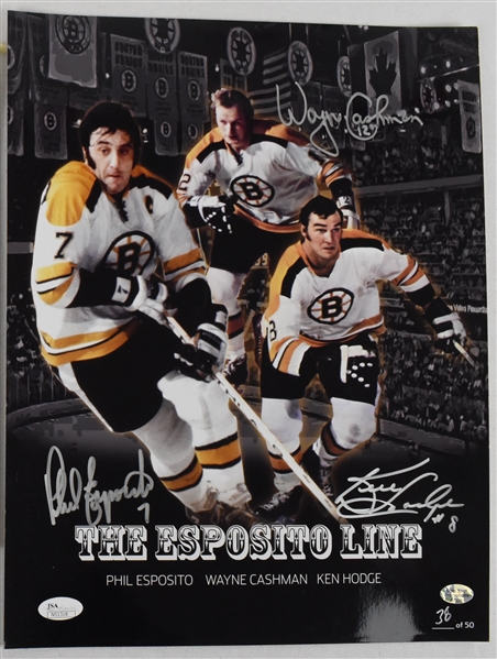 Phil Esposito Wayne Cashman & Ken Hodge Boston Bruins Limited Edition 11x14 Photograph 