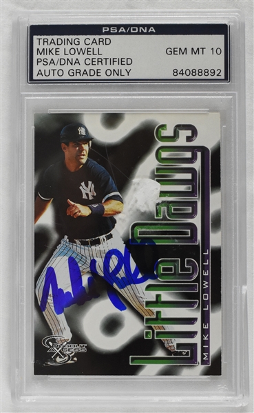 Mike Lowell 1998 Autographed Fleer Skybox Graded Rookie Card PSA 10 