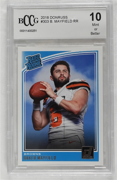 Baker Mayfield 2018 Donruss Rated Rookie Graded RC BCCG 10
