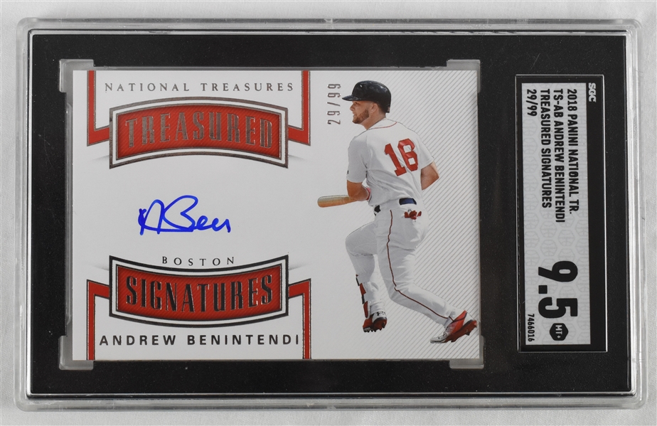 Andrew Benintendi Autographed 2018 National Treasures Limited Edition #29/99 Graded Rookie Card SGC 9.5 