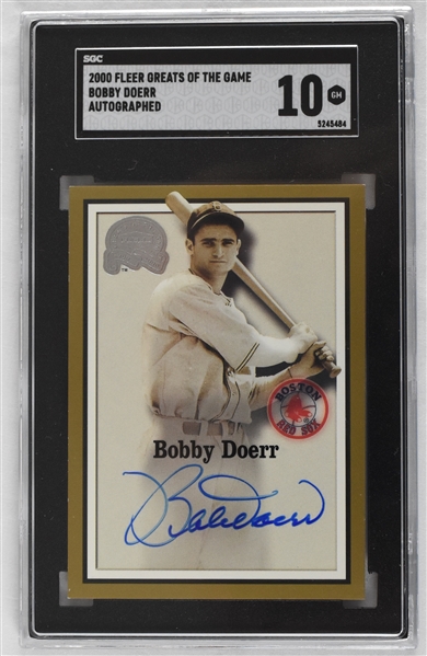 Bobby Doerr Autographed 2000 Fleer Greats Of The Game Graded Card SGC 10 