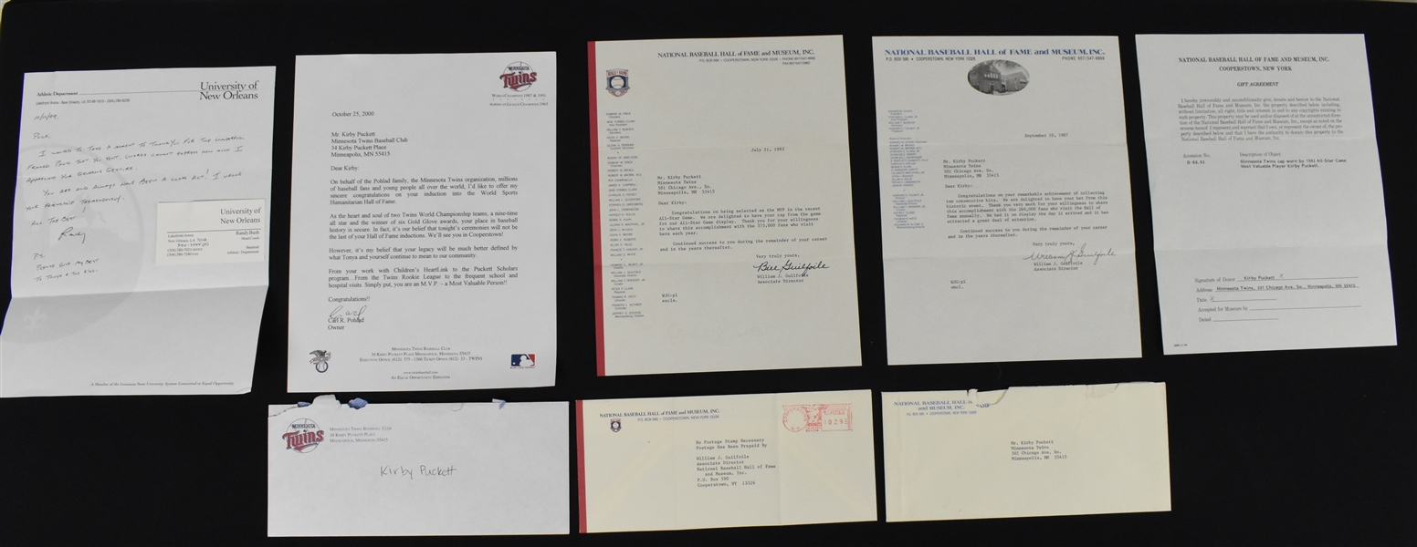 Kirby Pucketts Congratulatory Letters w/Puckett Family Provenance