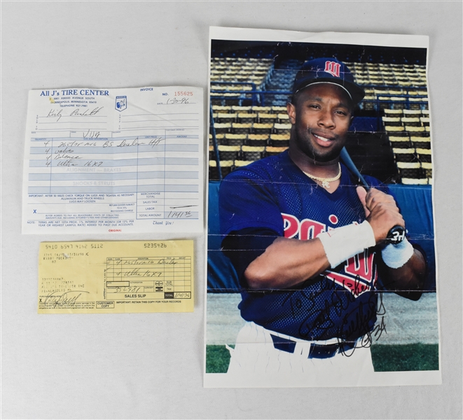 Kirby Puckett Autographed Poster & Credit Card Slip w/Puckett Family Provenance 