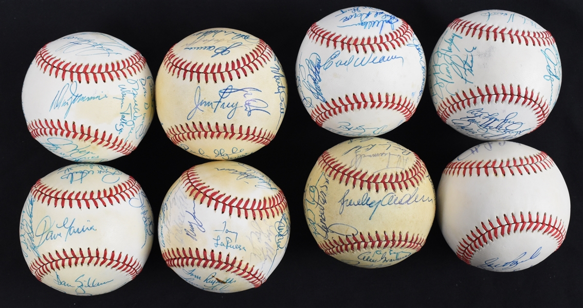 Collection of 8 Team Signed Baseballs