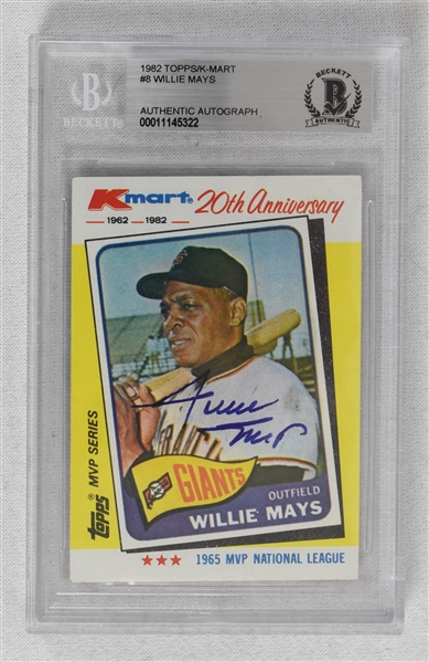 Willie Mays Autographed Baseball Card BAS