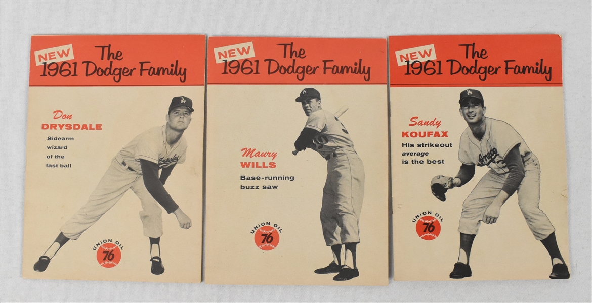 Sandy Koufax Don Drysdale & Maury Wills Lot of 3 Union Oil Booklets