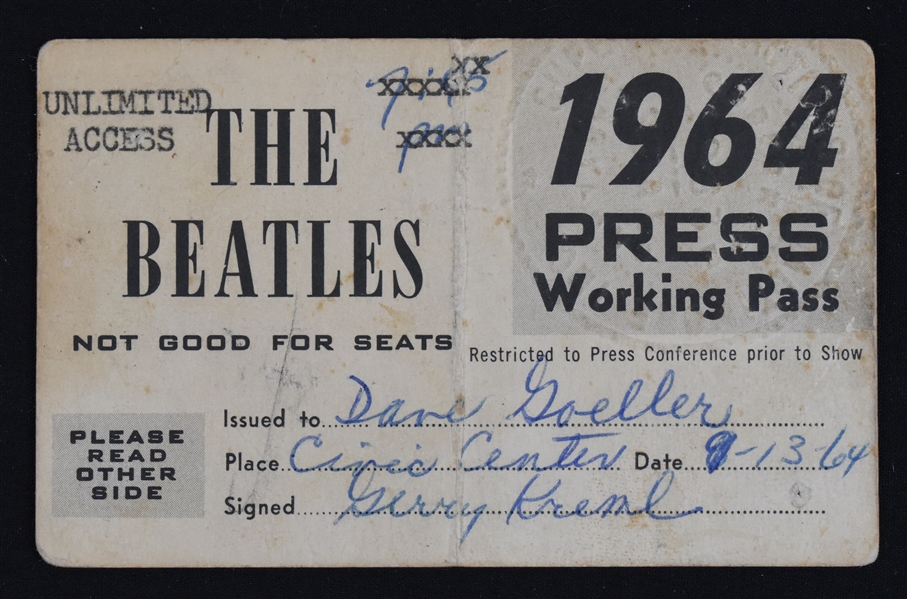 Ringo Starr Autographed 1964 Press Pass