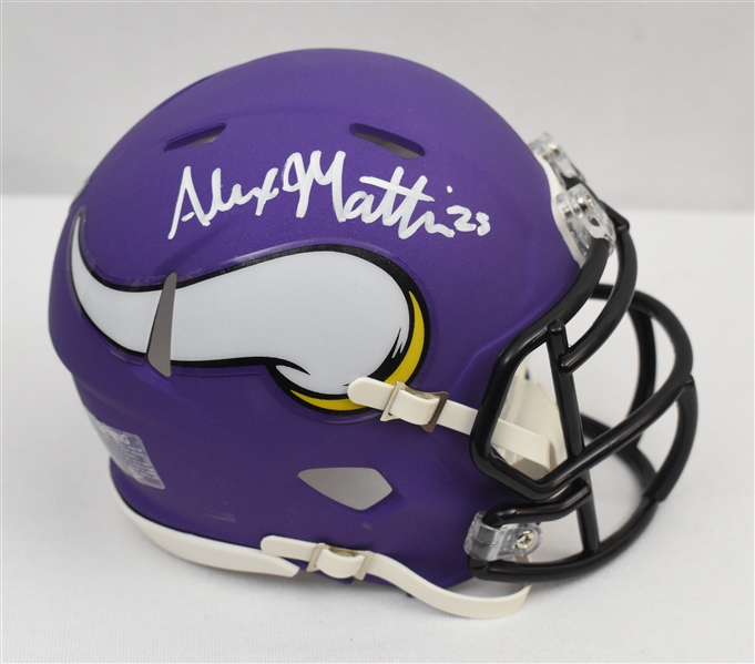 Alexander Mattison Autographed Minnesota Vikings Mini Helmet