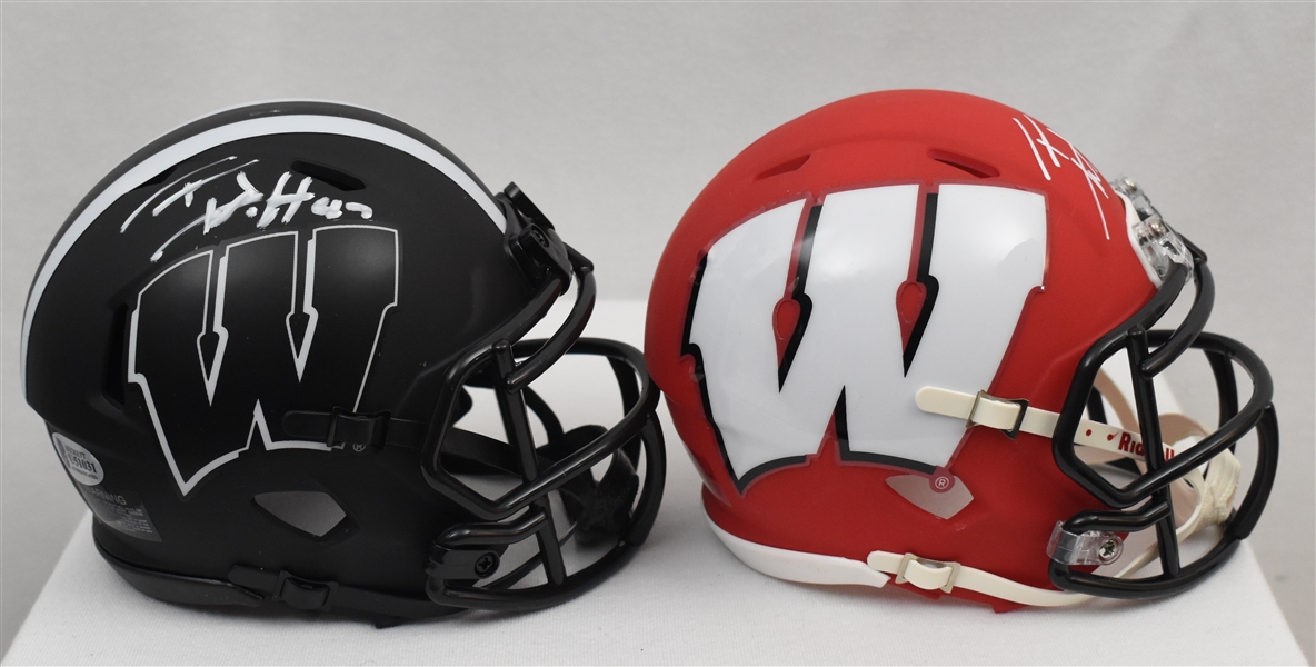 TJ Watt Wisconsin Badgers Lot of 2 Autographed Mini Helmets