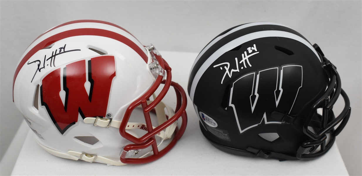 TJ Watt Wisconsin Badgers Lot of 2 Autographed Mini Helmets