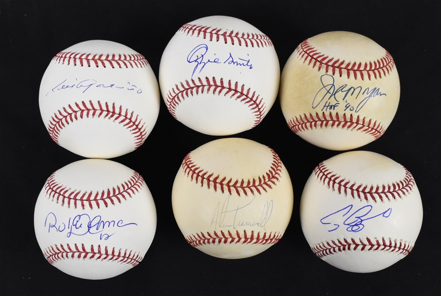 Collection of 6 Autographed HOF Infielders Baseballs 