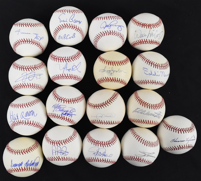 Collection of 17 Autographed 500 HR Club Baseballs 