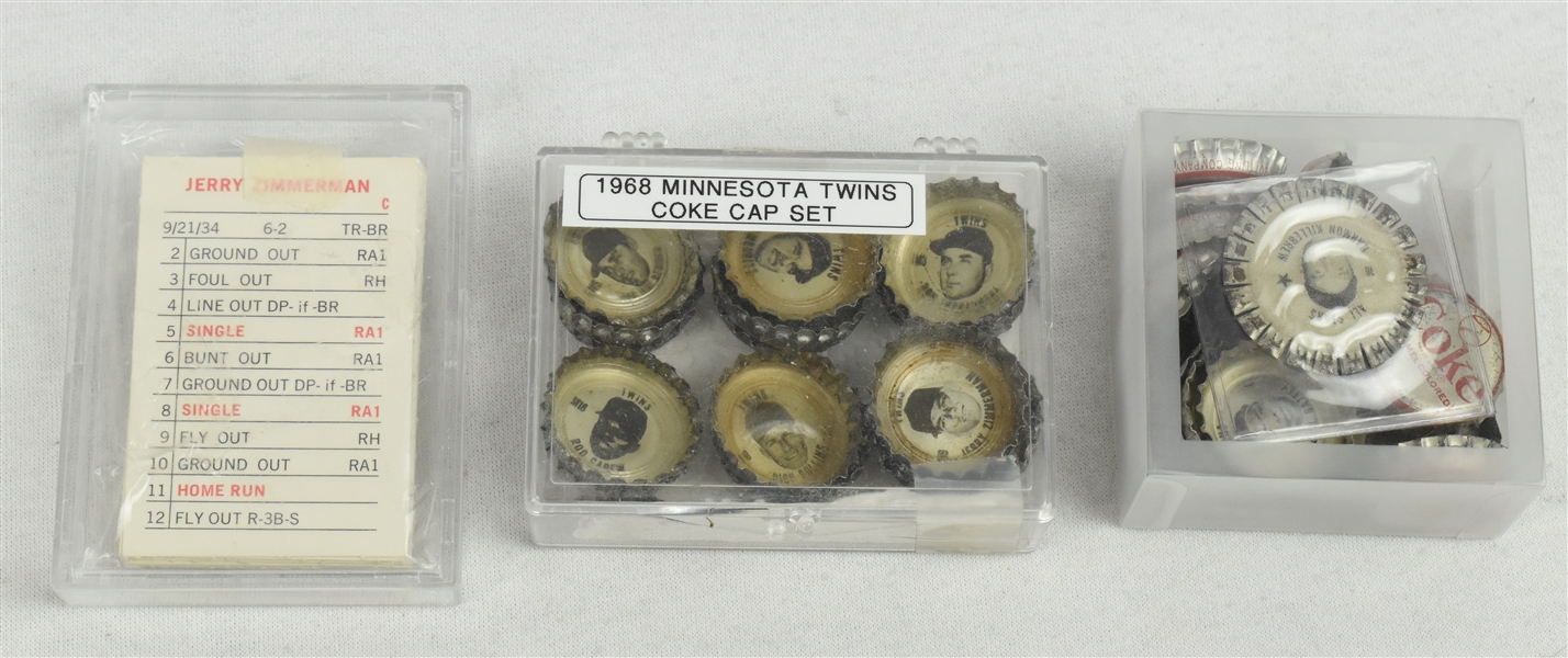 Vintage 1960s Minnesota Twins Coke Cap & Card Sets