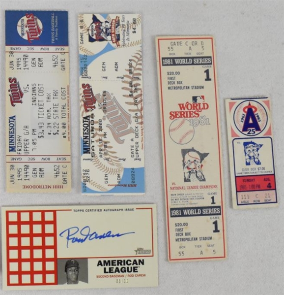 Collection of Tickets w/Cal Ripken Jr. & Rod Carew 3,000th Hit