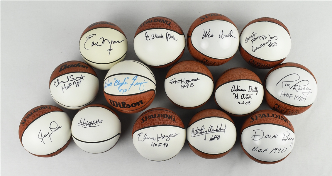 Collection of 14 Autographed Mini Basketballs
