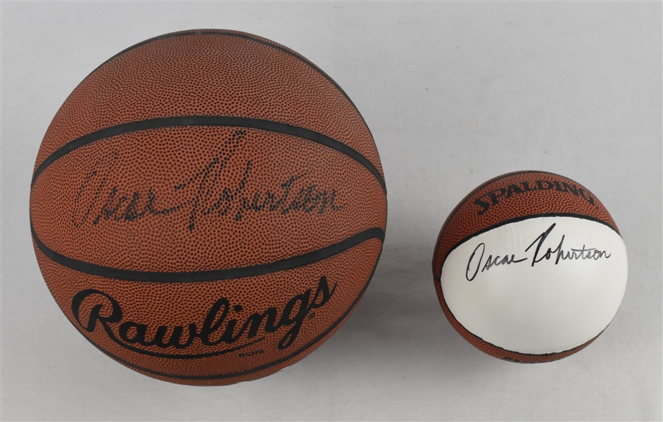 Oscar Robertson Lot of 2 Autographed Basketballs