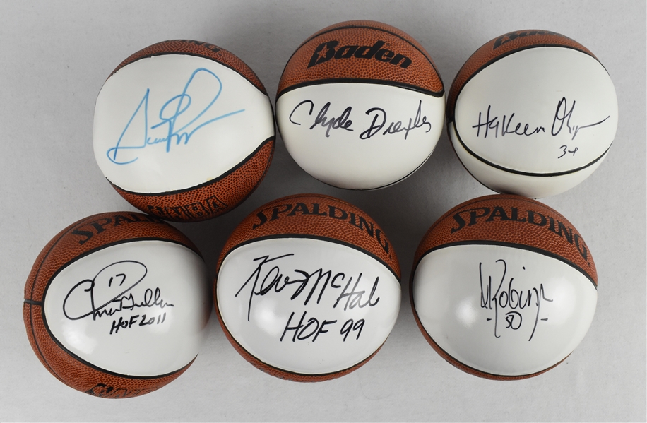 Collection of 6 Autographed Mini Basketballs w/Scottie Pippen