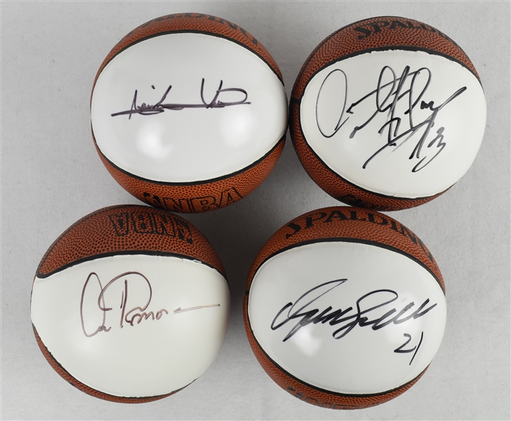 Collection of 4 Autographed Mini Basketballs w/Dennis Rodman