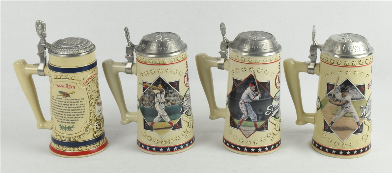 Collection of 4 Baseball Steins w/Babe Ruth
