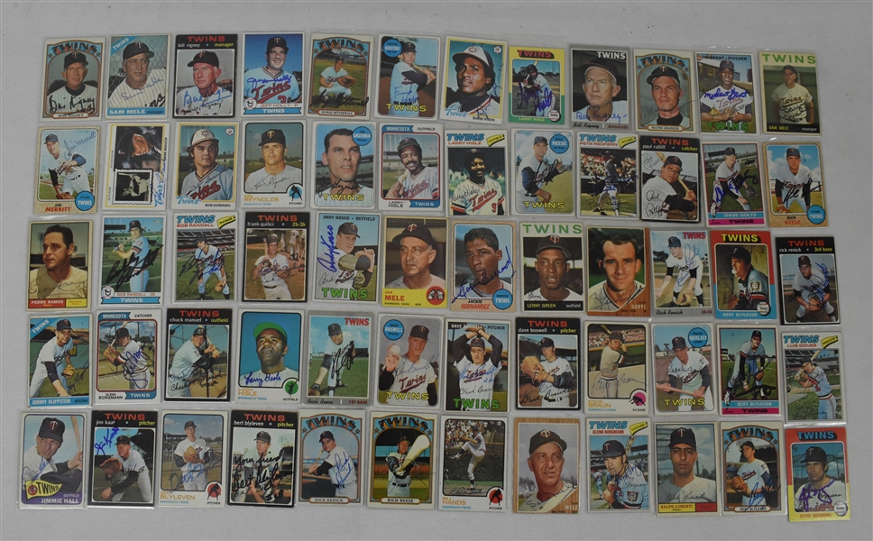 Collection of 394 Minnesota Twins Autographed 1960s-1970s Baseball Cards