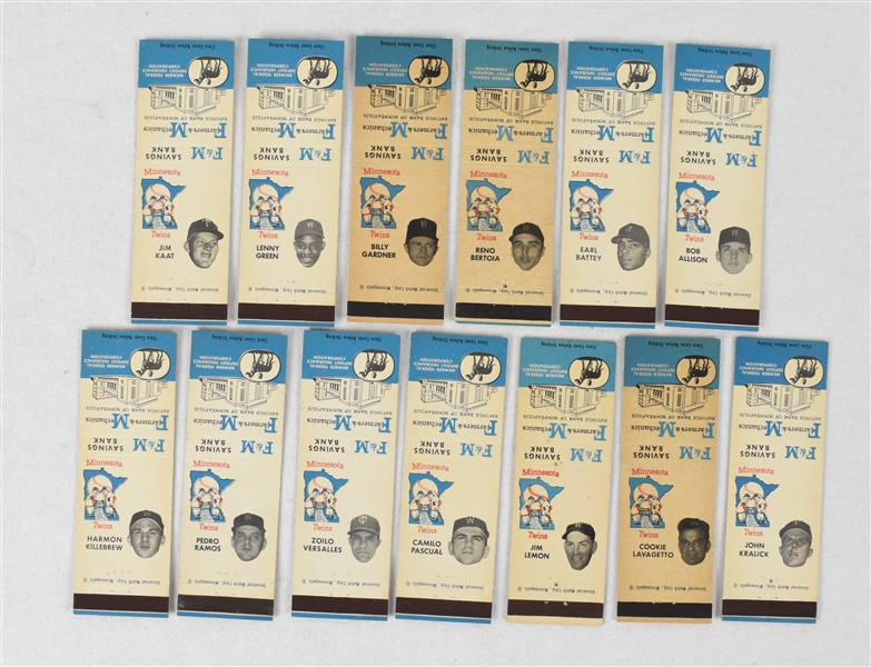 Vintage lot of 13 Minnesota Twins Matchbooks 