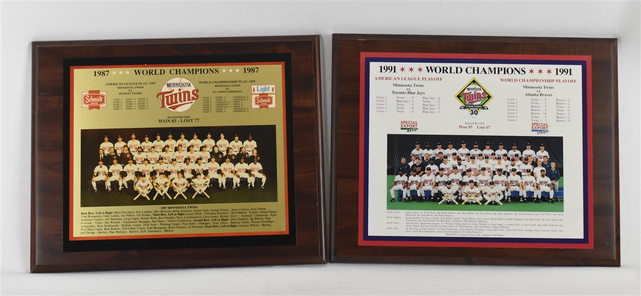 Minnesota Twins 1987 & 1991 World Series Championship Plaques