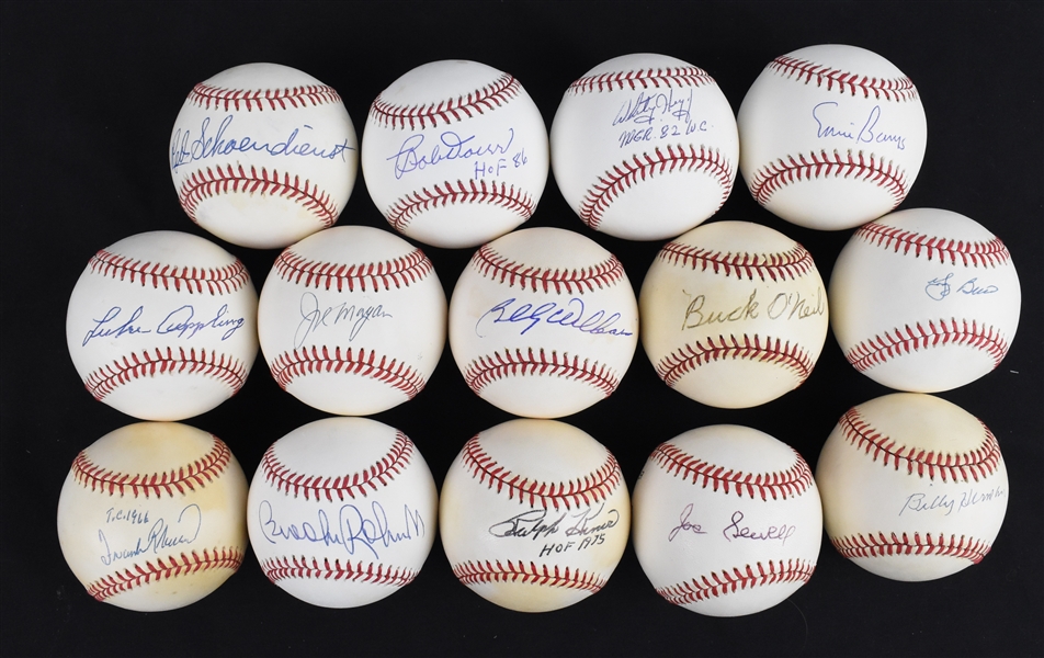 Collection of 14 Autographed HOF Baseballs 