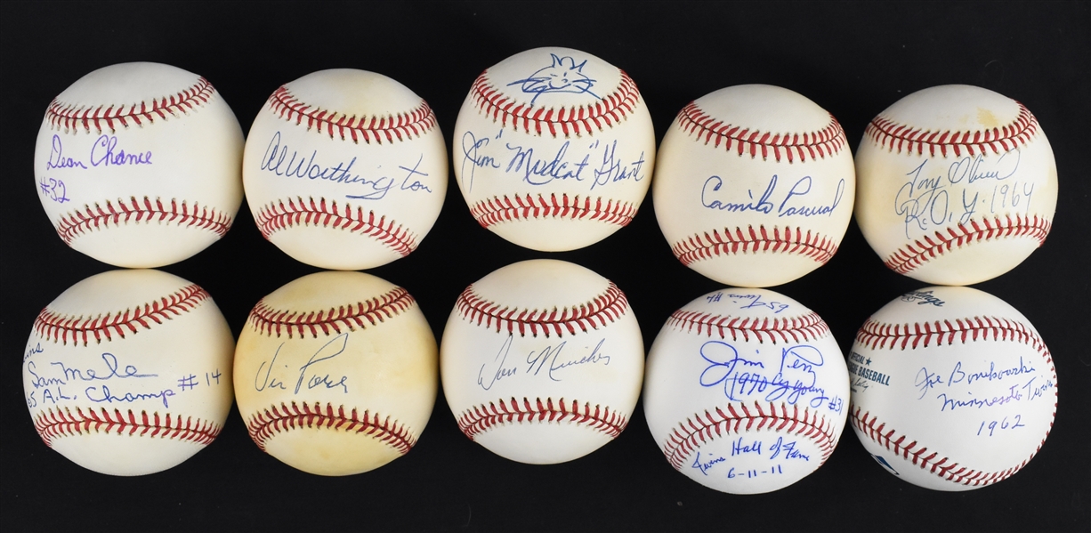 Minnesota Twins Lot of 10 Autographed 1960s Baseballs