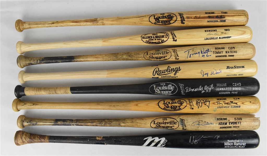 Minnesota Twins Collection of 24 Game Used & Autographed Bats