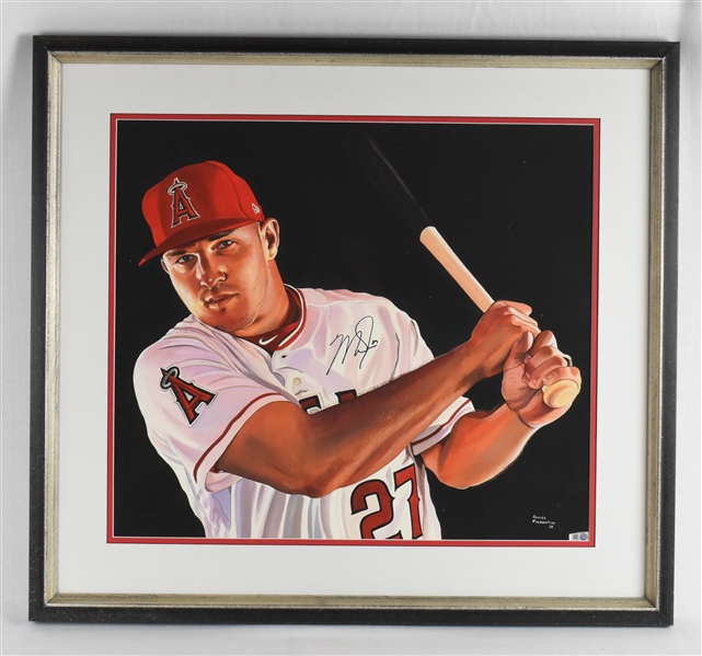 Mike Trout Original James Fiorentino Watercolor Painting *Signed by Trout*