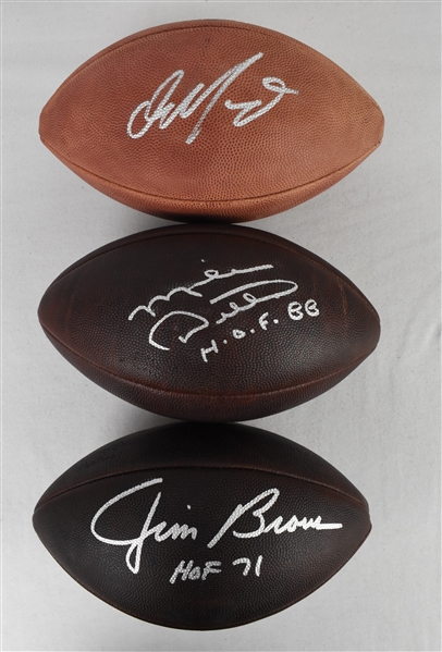 Jim Brown Mike Ditka & Dan Marino Autographed Footballs