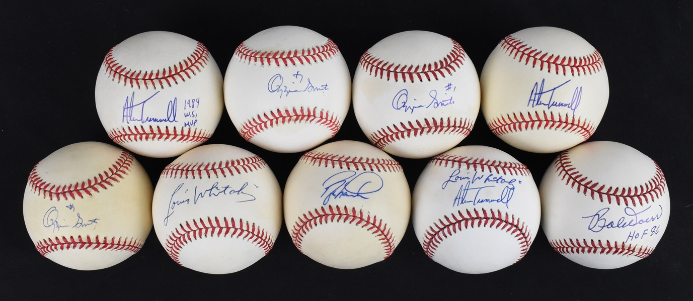 Collection of 9 Autographed Baseballs w/Ozzie Smith