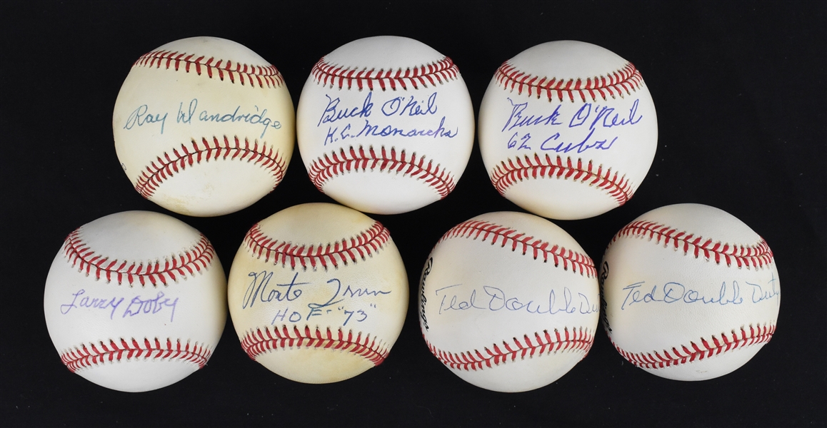 Collection of 7 Autographed Baseballs w/Buck ONeil