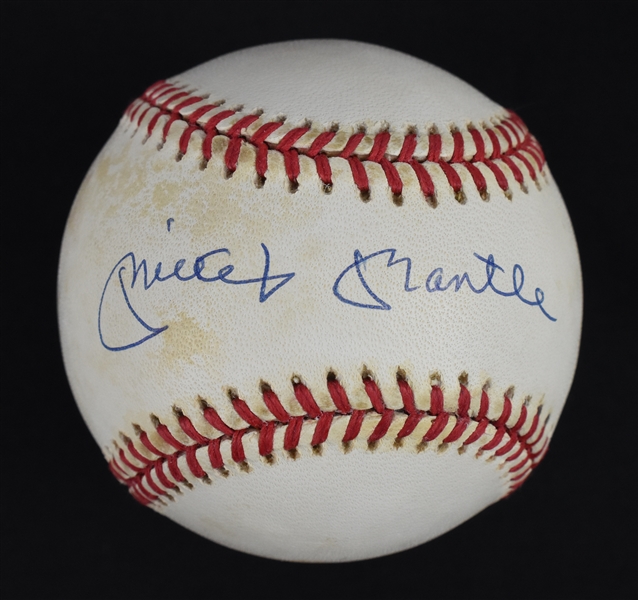 Mickey Mantle Autographed OAL Bobby Brown Baseball