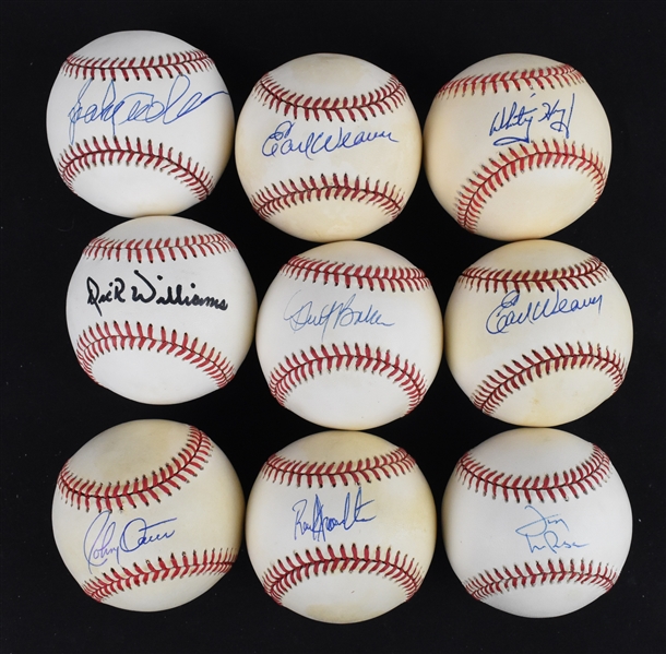 Collection of 9 Autographed Managers Baseballs w/Earl Weaver & Sparky Anderson