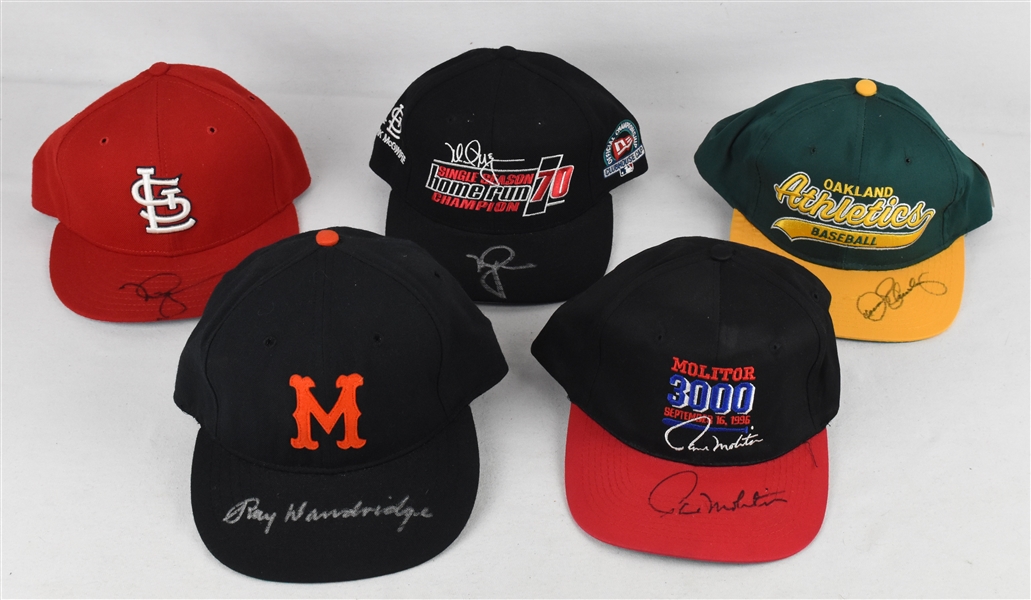 Collection of 5 Autographed Hats w/Mark McGwire